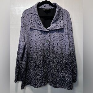 Liv By Habitat Lavender Black Dot Ombré  Button Front Knit Jacket Lagenlook XL